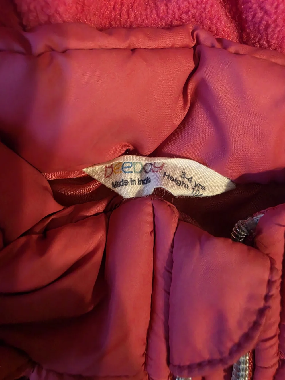 Kids Puffer Jacket - Pink Removable Hood Beebay 3/4